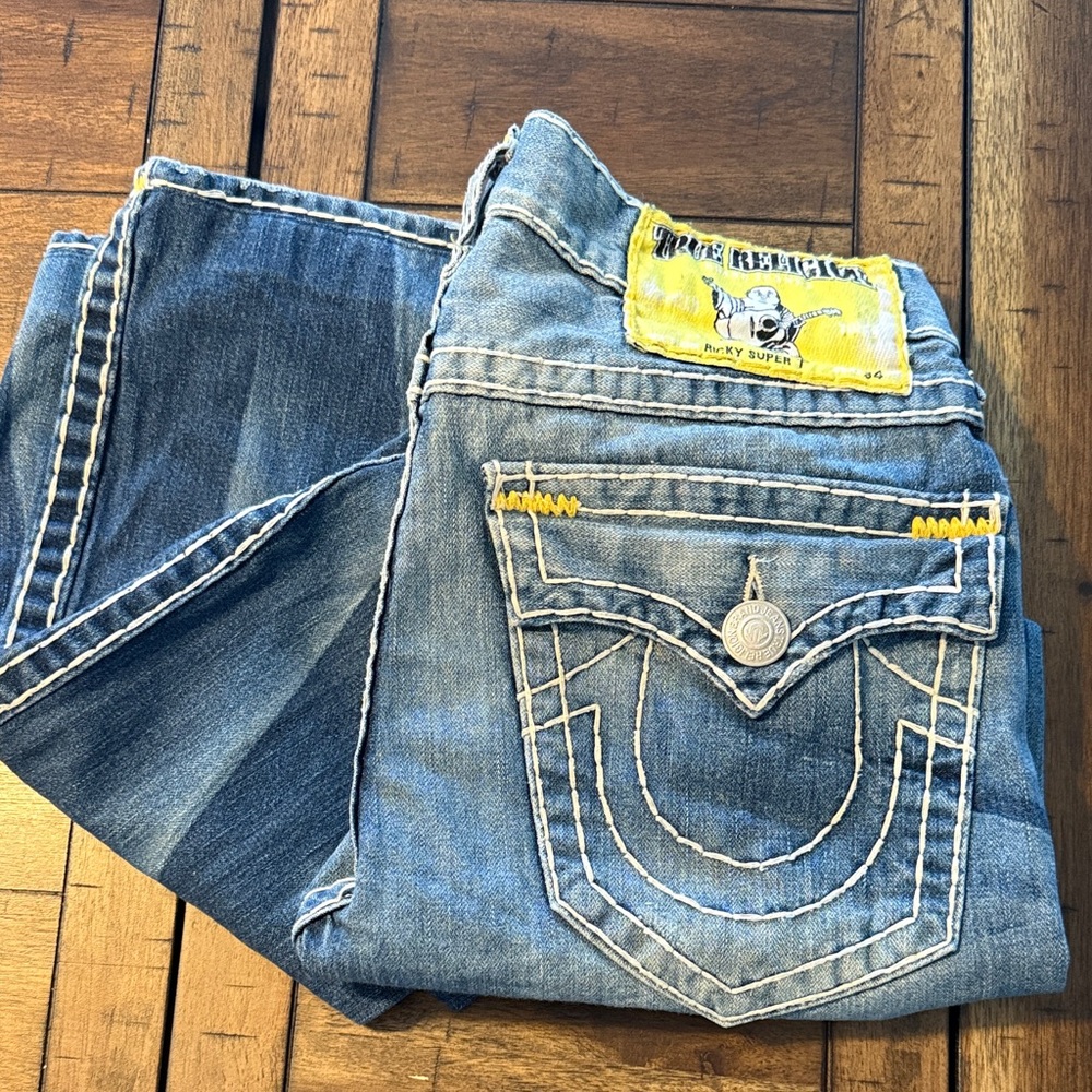 True Religion Denim Jeans with Yellow Stitching